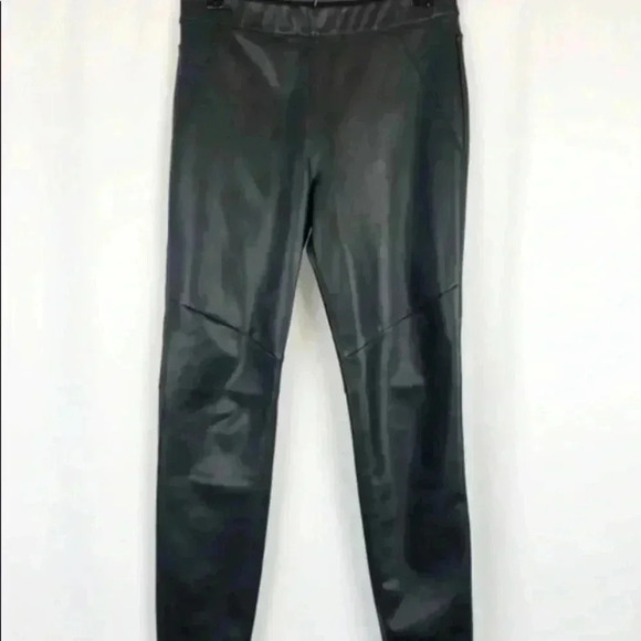 Free People Mid Rise Vegan Leather Moto Pull On Skinny Pants - Picture 2 of 6